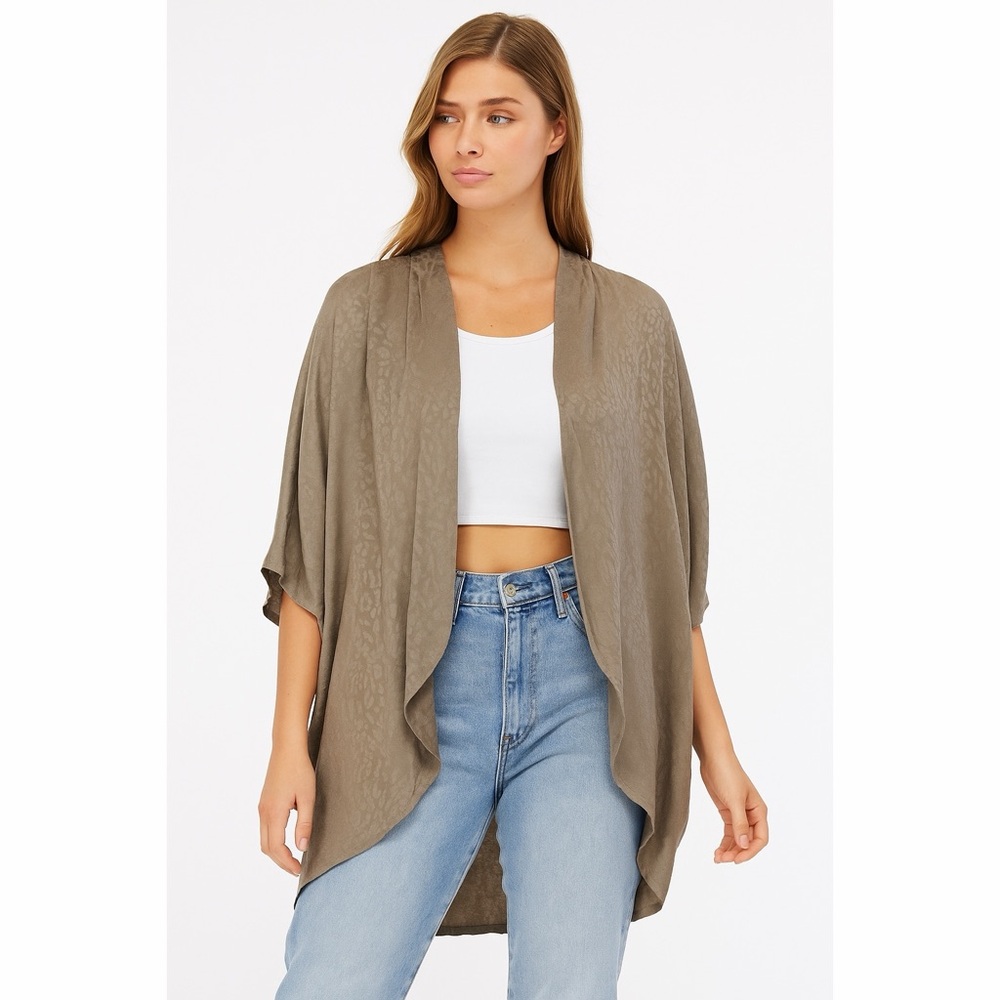 Style Rack | Cheetah Print Textured Open Front Lightweight Kimono Jacket